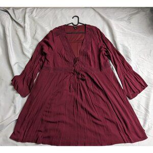 Torrid Dress Red Gauze Boho Skater Lined Flowy Bell Sleeve Womens Size 3X